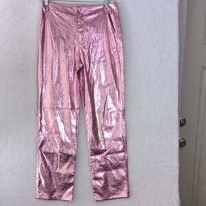 Sofie the Label Womens Pink Metallic‎ Straight Leg Party Pants Waist 27
